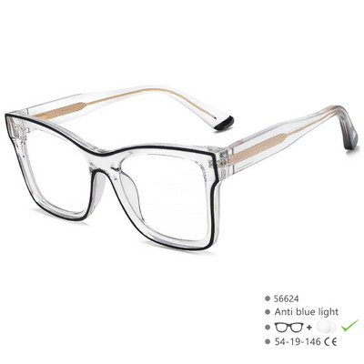 56624 jauns acetāta briļļu ietvars Fashion dzidrs divu krāsu savienojuma optiskais briļļu ietvars atsperes eņģes pretzilas datora brilles