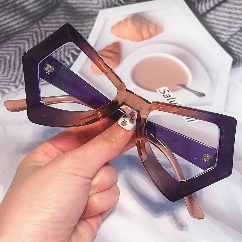 Vintage Poligon Butterfly Butterfly Cat Eye Anti-blue Light naočale za žene Nova moda Rainbow okvir za računalne naočale Lady Shades