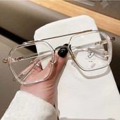 Liela izmēra kvadrātveida pretzilas gaismas brilles ietvars sievietēm vīriešiem vintage dubultā tilta caurspīdīgas optiskās brilles Brilles brilles