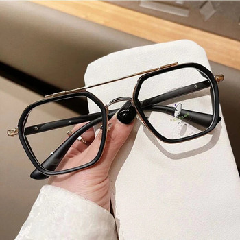 Извънгабаритни квадратни рамки за очила против синя светлина Жени, мъже, винтидж, двоен мост, прозрачни оптични очила, очила, очила