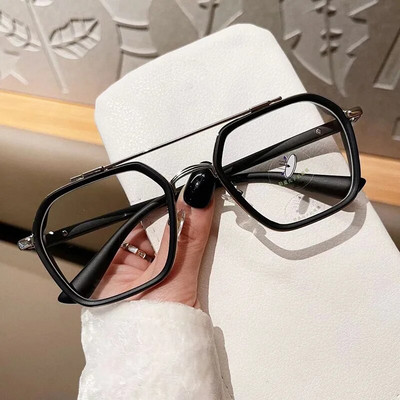 Liela izmēra kvadrātveida pretzilas gaismas brilles ietvars sievietēm vīriešiem vintage dubultā tilta caurspīdīgas optiskās brilles Brilles brilles