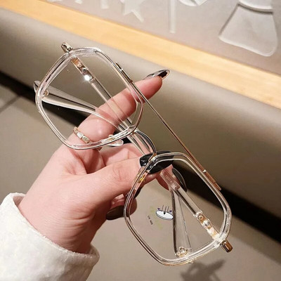 Liela izmēra kvadrātveida pretzilas gaismas brilles ietvars sievietēm vīriešiem vintage dubultā tilta caurspīdīgas optiskās brilles Brilles brilles