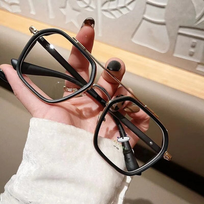 Liela izmēra kvadrātveida pretzilas gaismas brilles ietvars sievietēm vīriešiem vintage dubultā tilta caurspīdīgas optiskās brilles Brilles brilles