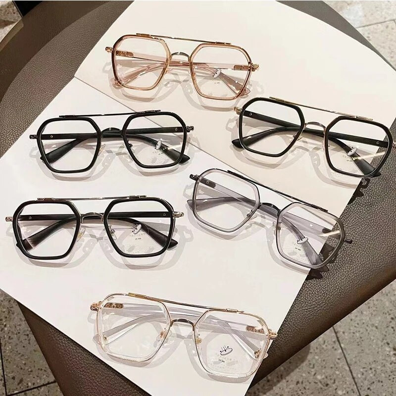 Liela izmēra kvadrātveida pretzilas gaismas brilles ietvars sievietēm vīriešiem vintage dubultā tilta caurspīdīgas optiskās brilles Brilles brilles