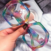 Unikālas Rainbow Square Anti-zilas gaišas brilles sievietēm Jauns modes zīmols Hexagon Chic datoru briļļu ietvars sieviešu toņos