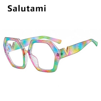 Уникални Rainbow Square Anti-Blue Light очила за жени Нова модна марка Hexagon Chic Рамка за компютърни очила Женски нюанси