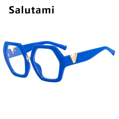 Unikālas Rainbow Square Anti-zilas gaišas brilles sievietēm Jauns modes zīmols Hexagon Chic datoru briļļu ietvars sieviešu toņos