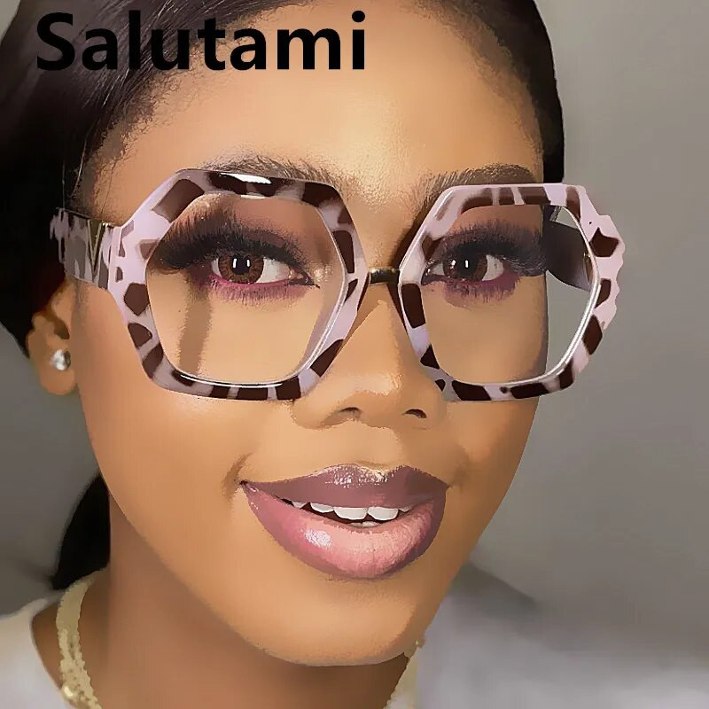 Unikaalsed Rainbow Square Anti-sinised heledad prillid naistele Uus moebränd Hexagon Chic arvutiprillide raam naiste varjud