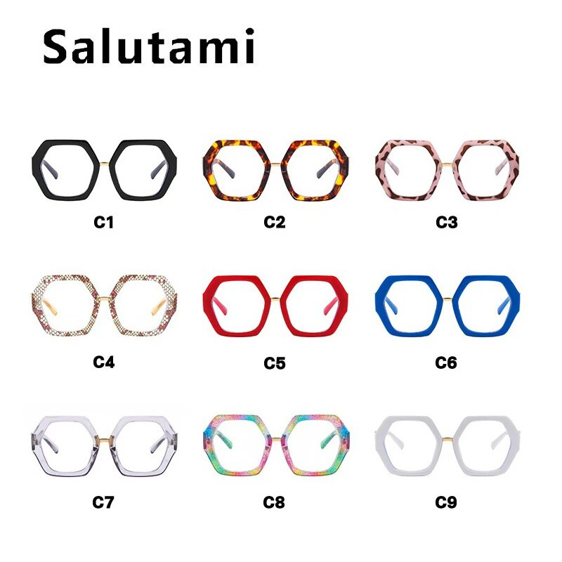 Unikaalsed Rainbow Square Anti-sinised heledad prillid naistele Uus moebränd Hexagon Chic arvutiprillide raam naiste varjud