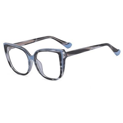 55598 Retro Cat Eye Anti Blue Light Prillide raam Vedruliigend Naiste Leopard Plastikust Titaan Arvuti Retseptipeegel