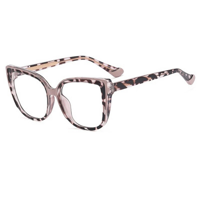 55598 Retro Cat Eye Anti Blue Light Prillide raam Vedruliigend Naiste Leopard Plastikust Titaan Arvuti Retseptipeegel