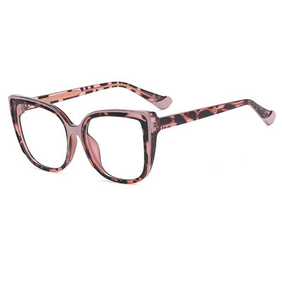 55598 Retro Cat Eye Anti Blue Light Prillide raam Vedruliigend Naiste Leopard Plastikust Titaan Arvuti Retseptipeegel
