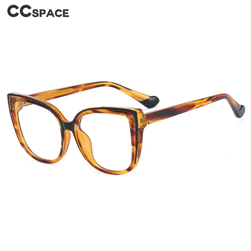 55598 Retro Cat Eye Anti Blue Light Prillide raam Vedruliigend Naiste Leopard Plastikust Titaan Arvuti Retseptipeegel
