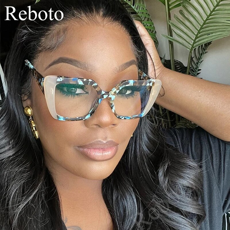 Krāsa Kvadrātveida brilles ietvars Sieviešu retro pretzils gaiši dzidras optiskās brilles Sieviešu mode Modernas kaķu acs datora brilles