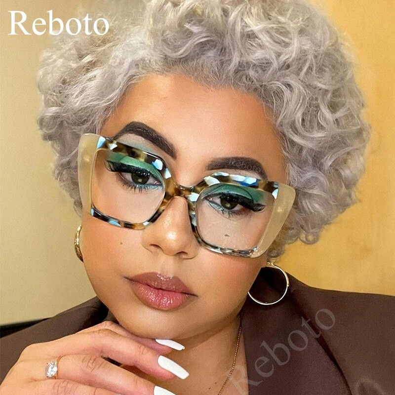 Krāsa Kvadrātveida brilles ietvars Sieviešu retro pretzils gaiši dzidras optiskās brilles Sieviešu mode Modernas kaķu acs datora brilles