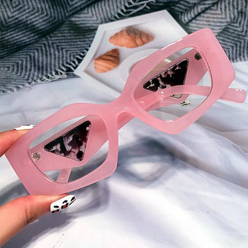 Уникални неправилни котешки очила с анти-синя светлина за жени Винтидж цвят бонбони Розови сини прозрачни очила за компютър Сенници