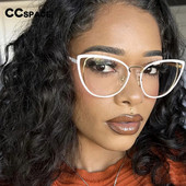 55583 Vintage Classic Anti-Blue Light Prillid Cat Eye Metallraam Bränd Disainer Mood Ümmargused Optilised Raamid Arvutiprillid