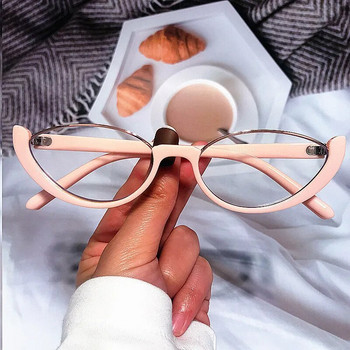 Винтидж полурамка анти-синя светлина котешко око рамка за очила за жени нова модна марка малки кръгли компютърни очила нюанси розово