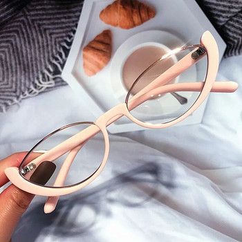 Винтидж полурамка анти-синя светлина котешко око рамка за очила за жени нова модна марка малки кръгли компютърни очила нюанси розово