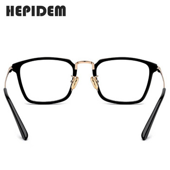 Πλαίσιο HEPIDEM Acetate Optical Glasses Men Square Συνταγογραφούμενα γυαλιά Nerd Myopia Spectacles Γυαλιά από ανοξείδωτο ατσάλι 9125