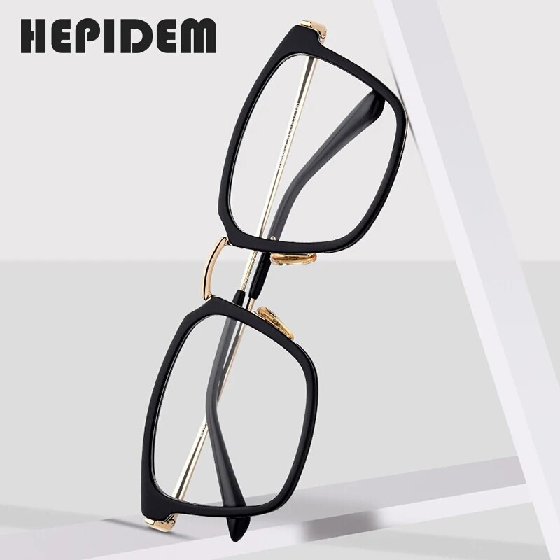 HEPIDEM Acetato optiniai akiniai, rėmeliai, kvadratiniai, receptiniai akiniai, trumparegystė, nerūdijančio plieno akiniai 9125