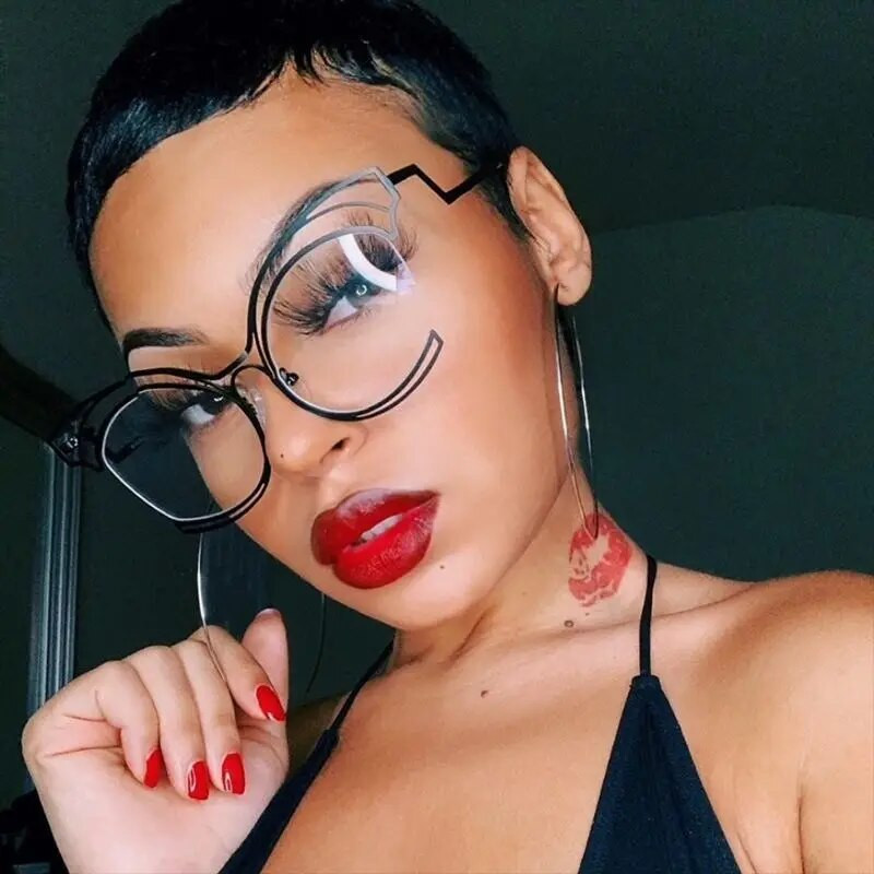 Unikalios katės akies akiniai su pusiau metaliniu rėmeliu moteriški vintažiniai netaisyklingi steampunk akiniai Madingi Prabangūs Elegantiški akiniai Populiarūs