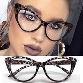 Rame optice ochi de pisică Ochelari de vedere vintage Ochelari transparenți pentru computer Ochelari de marca de modă pentru femei Ochelari de leopard Ochelari cu lentile clare