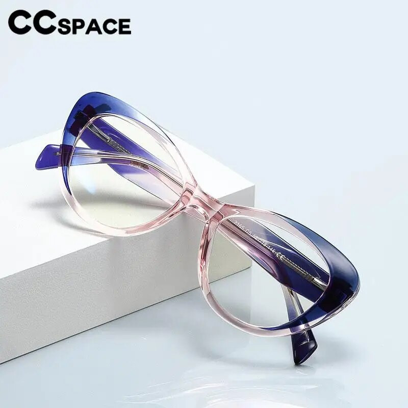 56757 Modes gradienta krāsu optiskais briļļu ietvars sievietēm Cat Eye optiskais briļļu ietvars Tr90 atsperu viras plakans spogulis