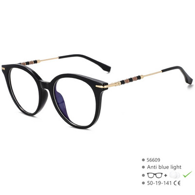 56609 Uus ümmargune metallist optiline prilliraam, naiste mood, kahevärviline splaissimine, sinised arvutiprillid, retseptiprillid