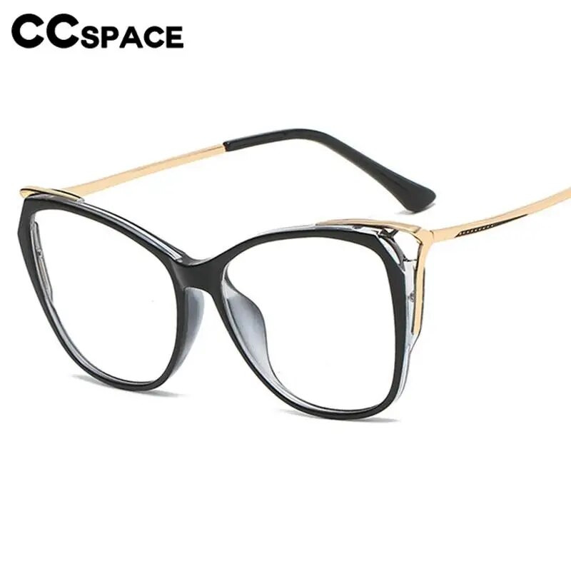 56845 Sieviešu modes kaķu acu briļļu rāmis caurspīdīgs gradienta krāsu metāla kājas pretzilas datora brilles