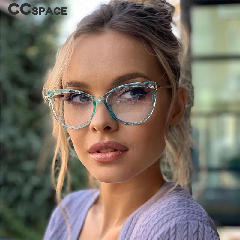 51009 Big Frame Cat Eye Women Transparent Glasses Frames Diamond Bump Tr90 Fashion Computer Eyeglasses