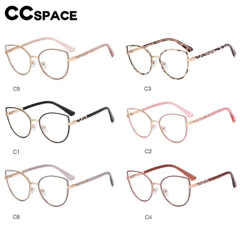 56590 Jauns metāla optiskais briļļu ietvars Sieviešu liela izmēra briļļu rāmis kaķa acīm Antizilas datora brilles