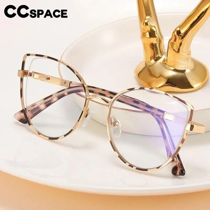 56590 Jauns metāla optiskais briļļu ietvars Sieviešu liela izmēra briļļu rāmis kaķa acīm Antizilas datora brilles