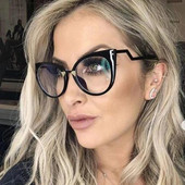 Ochelari de vedere la modă femei supradimensionați ochi de pisică ochelari optici pentru computer pentru doamne ochelari transparenți clari ochelari de vedere pentru femeie