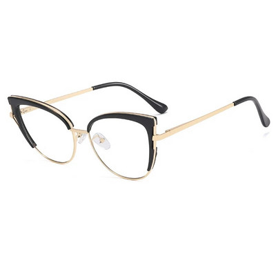 56735 Ramă optică pentru ochelari cu ochi de pisică pentru femei, la modă, cu îmbinare în două culori, ochelari de dimensiuni mari, ochelari anti-albastru pentru computer