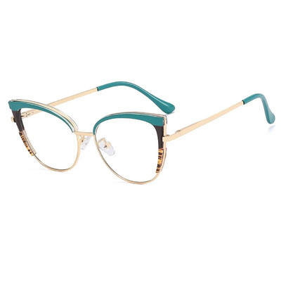 56735 Ramă optică pentru ochelari cu ochi de pisică pentru femei, la modă, cu îmbinare în două culori, ochelari de dimensiuni mari, ochelari anti-albastru pentru computer
