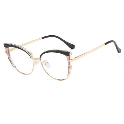 56735 Ramă optică pentru ochelari cu ochi de pisică pentru femei, la modă, cu îmbinare în două culori, ochelari de dimensiuni mari, ochelari anti-albastru pentru computer
