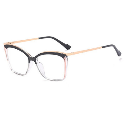 57052 Ochelari pătrați colorați la tendință pentru femei, cadru de modă, balama de primăvară, ochelari de computer anti lumină albastră, ochelari optici clari