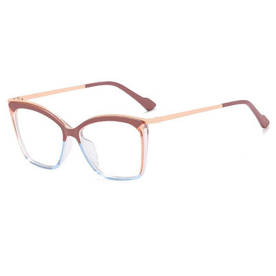 57052 Ochelari pătrați colorați la tendință pentru femei, cadru de modă, balama de primăvară, ochelari de computer anti lumină albastră, ochelari optici clari