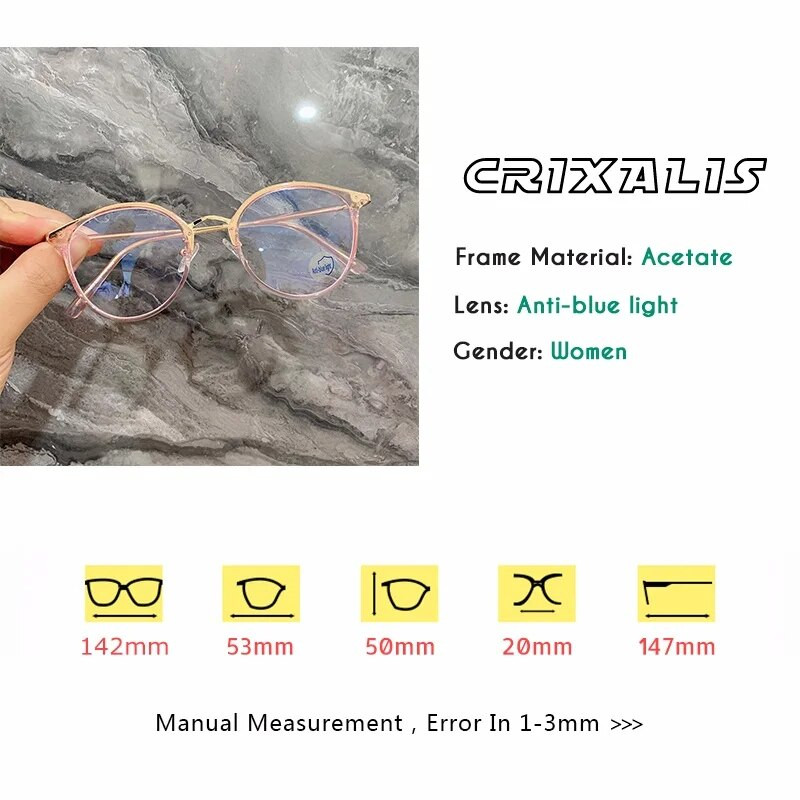 Στρογγυλά γυαλιά υπολογιστή Anti Blue Light Γυναικεία Ανδρικά Συνταγογραφούμενα Γυναικεία Γυναικεία Γυαλιά 2023 Σκελετός φακός προστασίας από την ακτινοβολία