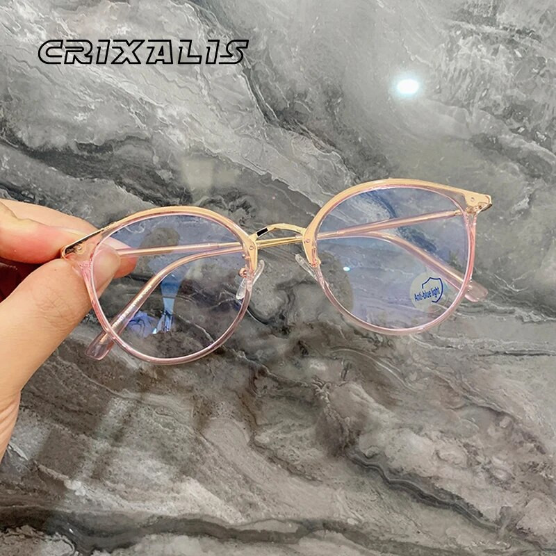Στρογγυλά γυαλιά υπολογιστή Anti Blue Light Γυναικεία Ανδρικά Συνταγογραφούμενα Γυναικεία Γυναικεία Γυαλιά 2023 Σκελετός φακός προστασίας από την ακτινοβολία