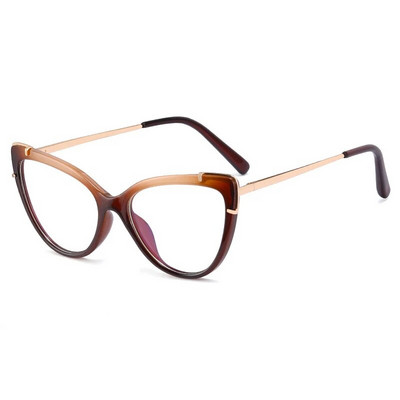 56656 Noi Tr90 Cat Eye Anti-albastru ochelari de calculator femei moda două culori splicing metal optic cadru de ochelari