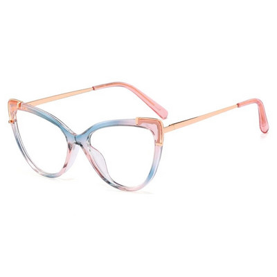 56656 Noi Tr90 Cat Eye Anti-albastru ochelari de calculator femei moda două culori splicing metal optic cadru de ochelari