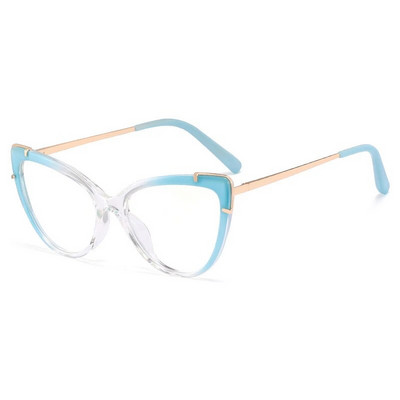 56656 Noi Tr90 Cat Eye Anti-albastru ochelari de calculator femei moda două culori splicing metal optic cadru de ochelari