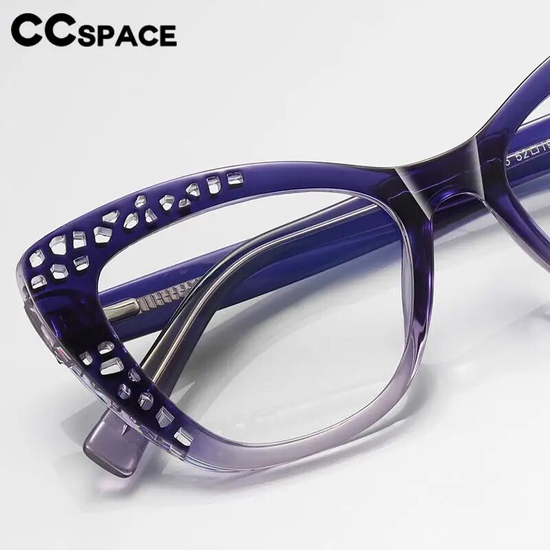 56599 Μόδα Οπτικό Πλαίσιο Γυαλιών Γυναικείο Δημοφιλές Μεγάλο Μέγεθος Κούφιο ντεγκραντέ Σκελετός Cat Eye TR90 Anti Blue Σκελετός γυαλιών