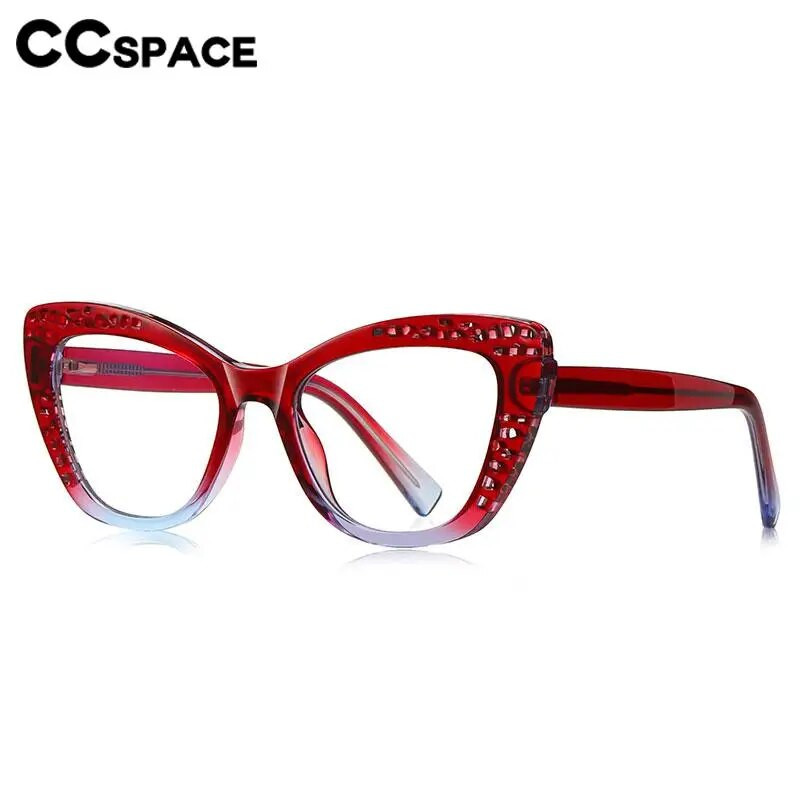 56599 Μόδα Οπτικό Πλαίσιο Γυαλιών Γυναικείο Δημοφιλές Μεγάλο Μέγεθος Κούφιο ντεγκραντέ Σκελετός Cat Eye TR90 Anti Blue Σκελετός γυαλιών