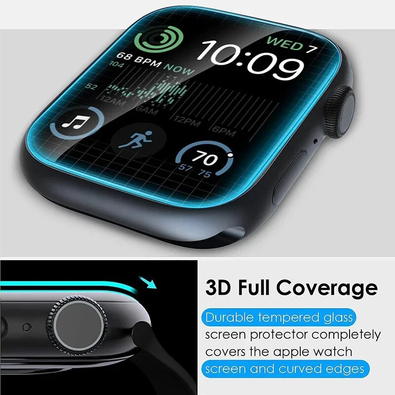 Pilnībā izliekts ekrāna aizsargs Apple Watch Ultra 2 49MM, kas nav aizsargājošs no stikla, Iwatch Series 9 8 7 6 5 4 SE2 40MM 41MM 45MM