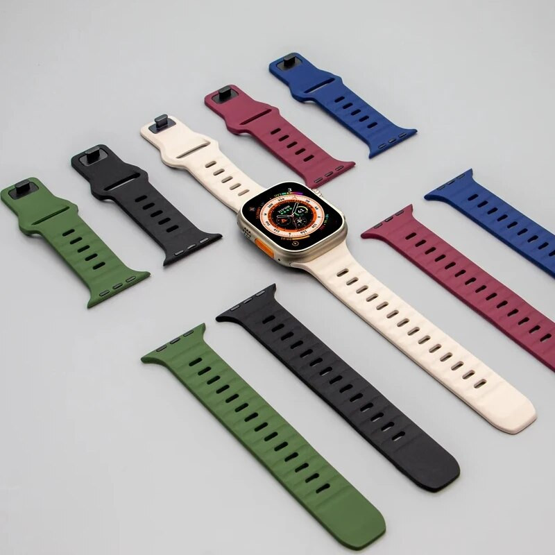 Αθλητική ζώνη σιλικόνης για Apple Watch ultra Band 49mm 40mm 41mm 42mm 49mm 44mm 45mm Καουτσούκ correa Strap σειρά iwatch 8 7 3 5 6 4