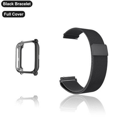 Λουράκι 20mm για Amazfit Bip 3 5 S Lite Band GTS 2 4 Mini βραχιόλι με θήκη TPU Screen Protector Μεταλλικό λουράκι ρολογιού με μαγνητικό βρόχο