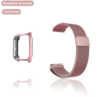 Λουράκι 20mm για Amazfit Bip 3 5 S Lite Band GTS 2 4 Mini βραχιόλι με θήκη TPU Screen Protector Μεταλλικό λουράκι ρολογιού με μαγνητικό βρόχο